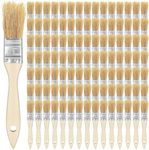 100Pcs Paint Brush, 1 Inch Chip Brushes Bulk Small Paint Brush Bristle Paint Brush Set Flat Paintbrushes with Wood Handle for Acrylic Paint, Crafts, Varnish, Furniture, Glue