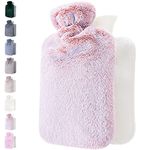 Qomfor Hot Water Bottle with Soft Cover - 1.8L Large - Classic Hot Water Bag for Pain Relief, Neck and Shoulders, Feet Warmer, Menstrual Cramps, Hot and Cold Therapy - Great Gift for Girls - Pink