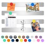 Climberty® 4 Pack Magnetic Stainless Memo Board Strip Message Board with 16 Pcs Color Magnets, Adhesive Backing Bulletin Bar Board for Office, Home, Photo Wall, Documents and Fridge (Silver)