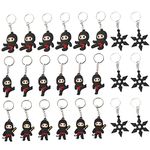 Xugoox 24 Pieces Ninja Darts Keychain, Cartoon Ninja Pendants Keyrings PVC Ninja Theme Party Favors Darts Hanging Decorations for Men Women Kids Backpack Bag Handbag Car