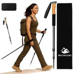 HOLYDELIGHT Carbon Pro Trekking Pole – Ultra-Light Telescopic Hiking Stick for Men & Women – Adjustable Carbon Fiber Walking Pole with Cork Grip, Flip Locks, Accessories & Travel Bag (1 Pack)