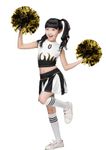 LOLANTA Cheerleader Costume for Big Girls Pleated Skirt Set Cheerleader Outfit with Pom Pom(Black, 12-14)