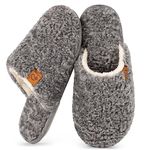 EverFoams Women's Cozy Soft Fuzzy Faux Alpine Shearling Memory Foam Lightweight Non-slip Durable Delicate Gift Slip on Slippers Light Gray, 7-8 US