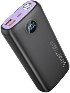 DIAMUAR Portable Charger-Output Input USB C Fast Charging LED Display SCP22.5W PD 30W QC4.0 Power Bank, Flashlight External Battery Pack for iPhone, Xiaomi, LG, and More (Black-Purple)