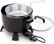 Presto 8-Quart Big Kettle, Steamer and Deep Fryer Multi-Cooker, Black