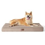 Bedsure Dog Bed for Large Dogs - Big Orthopedic Dog Bed with Removable Washable Cover, Egg Crate Foam Pet Bed Mat, Suitable for Dogs Up to 65 lbs, Light Brown