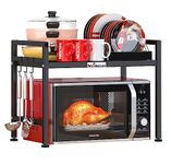 WINSTAR Metal Microwave Stand | Microwave & OTG Rack for Kitchen Counter | Double Platform for Extra Storage | Kitchen Oven Rack | Black (No Wheels, 1 Shelf)