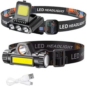 TechPride Headlamp Rechargeable Combo of 2 LED Flashlights, Camping Accessories Gear, Waterproof Head Light Flashlight for Hiking, Running, Repairing, Fishing, Cycling, Reading, Camping, Reading.