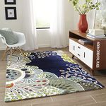 INDIAN ORIENTAL RUGS Hand Tufted Woollen Carpet Supreme Collection Export Quality for Living Room-Bedroom and Hall (Navy/Blue, 6 X 8 Feet)