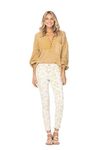 Judy Blue Women's Mid Rise Skinny Jeans with Distressed Floral Print (White and Yellow, 8809), White, 15