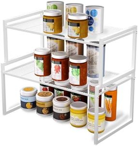 BlisXybion Set of 2 Kitchen Cabinet Organizer Shelf Stackable Sturdy Metal Counter Countertop Pantry Storage Rack