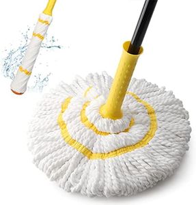 Self-Wringing Twist Mop for Floor Cleaning, Long Handled Microfiber Floor Mop with Top Scouring Pad for Kitchen, Hardwood, Restaurant, Bathroom, Garages, Warehouses, Office, 57-inch