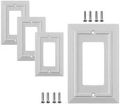 Pack of 4 Wall Plate Outlet Switch Covers by SleekLighting | Classic White Architecture Wall plates| Variety of Styles: Decorator/Duplex/Toggle/Blank/& Combo | Size: 1 Gang Decorator