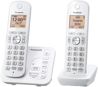 Panasonic 2 Handset Cordless Phone with Digital Answering System and Caller ID, Expandable Up to 6 Handsets White - Two Handsets with Call Block DECT 6.0 Model KX-TG7122SK