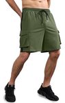 Mens Cargo Shorts Summer Jogging Sports Shorts with Elastic Waist Work Shorts Green M