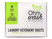 Ohm Earth’s Ohm Wash - Laundry Detergent Sheets Hypoallergenic, Plastic-Free Liquidless Concentrated Strips for Sensitive Skin, 50 count (up to 100 Loads) Spring Breeze