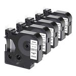 Camopro Compatible Label Tape Replacement for Dymo D1 Label Tape 45013 S0720530 for DYMO LabelManager 160 210D 260P 280 360D 420P 450D Label Maker,1/2 Inch (12mm) x 23 Feet (7m) Black on White, 5 Pac