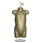 Display Guru Kids/Children’s Hanging Mannequin Half Body Form Bust Shop Display With Round Stand (Gold)