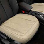 2 Pack Car Seat Cover for Front Car Seat Bottom,Luxury PU Leather Seat Cushion Protector Auto Interior Seat Cover Without Backrest,Full Wrapping Edge Works with Sedan SUV Pickup Minivan (Beige)