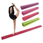 LeLeght Gymnastic Leather Balance Beam,Purple Gymnastics bar 2.1m/220 lbs Faux Suede Folding Gymnastics Equipment for Home Gym Training Exercise Sports Birthday