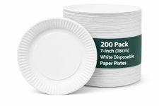1ABOVE 200 Pack 7-Inch (18cm) White Paper Plates – Disposable Round Plates for Catering, BBQs, Parties & Everyday Dining
