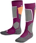 FALKE Unisex Kids SK2 Intermediate Ski Socks, Knee High, Medium Cushion, Warming, Breathable Quick Dry, Merino Wool, Purple (Radiant Orchid 8692), 6.5-9, 1 Pair