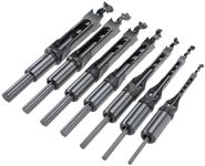 YaeKoo Square Hole Mortise Chisel Drill Bit Set, HSS Woodworking Hole Saw Mortising Chisel Hole Drill Bits 6/25" 1/4" 5/16" 3/8" 2/5" 1/2" 9/16" (7 Pieces)