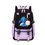 Stitch Middle School Student Premium Backpack, School Backpack, Travel Bag, Boys, Girls, with Side Mesh Pocket and Front Pocket with Zip, Multi-Colour, 47 cm (Height), 31 cm (Width), 18 cm, A6,