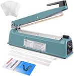 Suteck 12 inch Impulse Bag Sealer, Manual Poly Bag Sealing Machine w/Adjustable Timer Electric Heat Seal Closer with 50Pcs 4X6 Inch Shrink Wrap Bag and 2 Free Replacement Kit (12 inch)