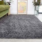 Slate Grey Thick Shaggy Rug Dark Affordable Durable Super Soft Fluffy Shag Rugs Living Room Area Bedroom 160cm x 230cm