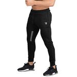 BROKIG Mens Vertex Gym Joggers Sweatpants Tracksuit Jogging Bottoms Running Trousers with Pockets (M, Black)