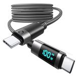 ORICO 10ft Long USB C to USB C Cable with LED Display, PD100W USB C Charger Cable Fast Charging,Nylon Braided Type C Cable Compatible with iPhone 15/Pro/Plus/Pro Max, MacBook, iPad Pro/Air