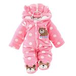 Xifamniy Baby Newborn Jumpsuit Footie Romper Hooded Warm Thicken Winter Bunting Outwear Snowsuit for Girls Boys (Pink, 3-6 Months)