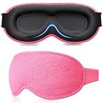 Gritin 100% Blackout Sleep Masks for Women & Men - Zero Eye Pressure Sleeping Eye Mask- Ergonomic Design 3D Cutout Eye Movement and Eyelash Friendly, Ultra Soft & Comfortable Eye Mask-Rose Red