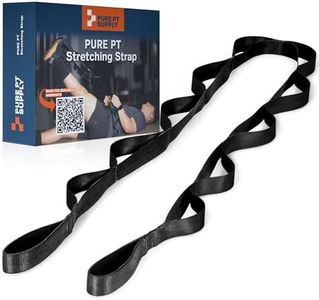 Pure PT Stretching Strap – Physical Therapist-Approved yoga straps for stretching | Premium Stretch Strap with 10 Loops for Yoga, Rehab, Injury Recovery & Flexibility, Expert Workouts Included