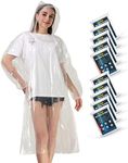 Airpler Rain Ponchos for Family Adults 10 Pack (Clear) - Disposable Emergency Rain Ponchos for Women and Men with Drawstring Hood