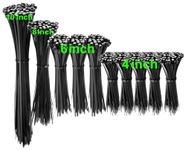 1000 Pack Cable Ties Black Zip Ties, Nylon Tie Wraps UV Resistant, Self Locking Plastic Wire Ties Strength 18 kg, Assorted Sizes 100/150/200/250mm Length, 2.5/3.6mm Width for Indoor and Outdoor