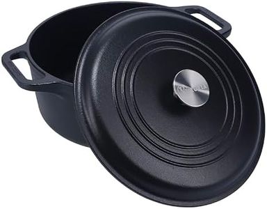 VICTORIA Dutch Oven Pre-Seasoned Cast Iron 27cm, Cocotte 5.7L, PTFE and PFOA Free, Suitable for Fire, Barbecue, Oven, Induction Cooktop, Ceramic cooktop, Gas