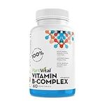 Plantvital Vegan Vitamin B Complex w Biotin, Niacin, Folate! Supports Immune & Liver Function. 100% of B1, B2, B3, B5, B-6, B-12! 2 MONTH SUPPLY. Supports Energy Production, Hair, Nails & Skin.