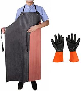 TonLing Rubber Apron Waterproof with Dishwashing Gloves, Chemical Resistant