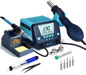 TOAUTO DS882 Soldering Station, 2 in 1 Soldering Iron Hot Air Gun Rework Station Kit with LCD Display,°F /°C, Cool/Hot Air Conversion, Auto Standby & Sleep, Temperature Memory & Lock & Correction