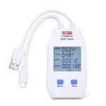 UNI-T LCD USB Type C Digital Tester - Power Voltage Amps Meter Current Capacity Cable Tester Tool, UT658Dual DC 4-24V Voltmeter Ammeter Detector Inspecting Portable Power Sources