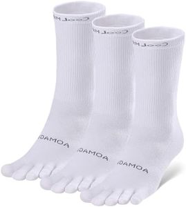 likloks Crew Toe Socks for Men Women – Athletic Running Hiking Socks with toes - Comfortable Soft Breathable, White - Small
