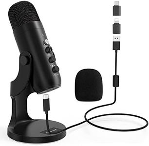ZealSound USB Microphone,Condenser Computer PC Mic,Plug&Play Gaming Microphones for PS 4&5.Headphone Output&Volume Control,Mic Gain Control,Mute Button for Vocal,YouTube Podcast on Mac&Windows(Black)