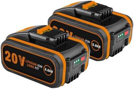 Lot de 2 Batteries de Rechange 5,0 Ah pour Worx 20 V WA3553 Li-ION Rechargeables pour Worx 20 V WA3551 W3553 WA3572 WX390 WX176 WX178 WU268 WX166.4 WX372.1 WX800 WG2 59E