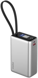 Stuffcool Giga Max Smallest 25000mAh 100W Power Bank, Built-in Type-C Cable, Charges MacBook Pros, laptops, supports Samsung Super Fast Charging 2.0; Smart TFT Display, Made in India, CE ROHS Approved