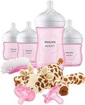 Philips AVENT Natural Baby Bottle with Natural Response Nipple, Pink Baby Gift Set with Snuggle, SCD838/03