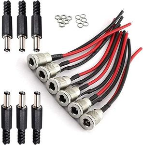 RUNCCI-YUN 6 set 5.5mmx2.1mm connettori dc a pannello，connettore presa jack alimentazione，jack 2.1 5.5， per CCTV Security Camera DVR（Con linea）