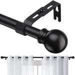 Black Curtain Rods for Windows 28 to 48 Inch, 5/8 Inch Small Curtain Rod For Bathroom, Living room, Kitchen (size：28-52 Inch)