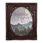 Cottage Garden Dear Friend You Mean The World Mahogany Floral Cutout 8 x 10 Table Top and Wall Photo Frame